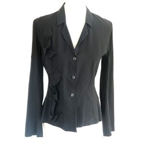 Lilith Paris Black button down shirt with ruffles on side